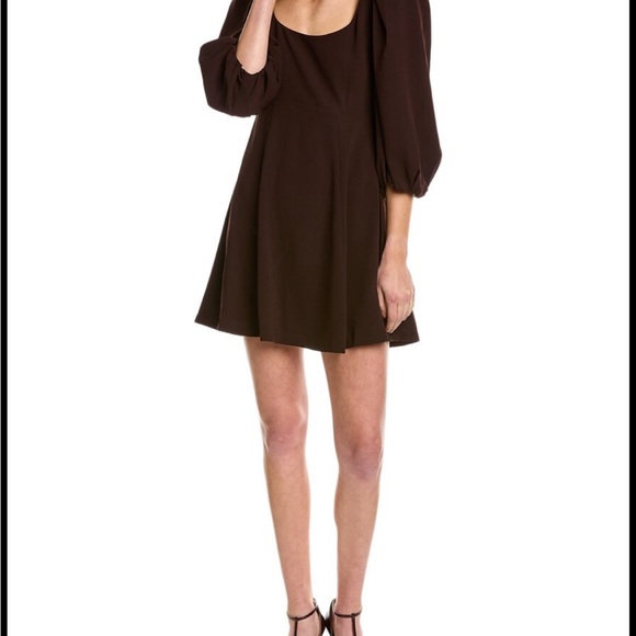 Rebecca Taylor Women's 3/4 Puffed-sleeved Scoop Neck Mini Dress, Plum Size 6-8 M - Picture 3 of 6